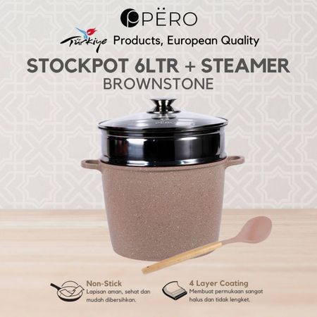 Pero Stock Pot 6 Ltr + Steamer 24 cm 2