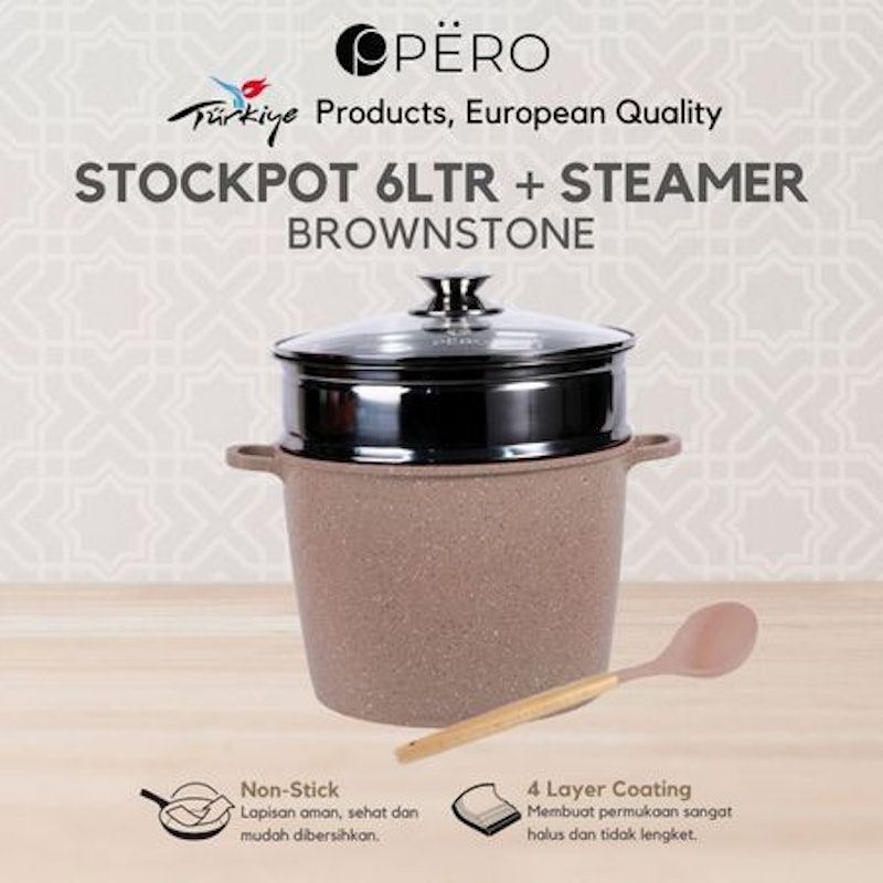 Pero Stock Pot 6 Ltr + Steamer 24 cm 2