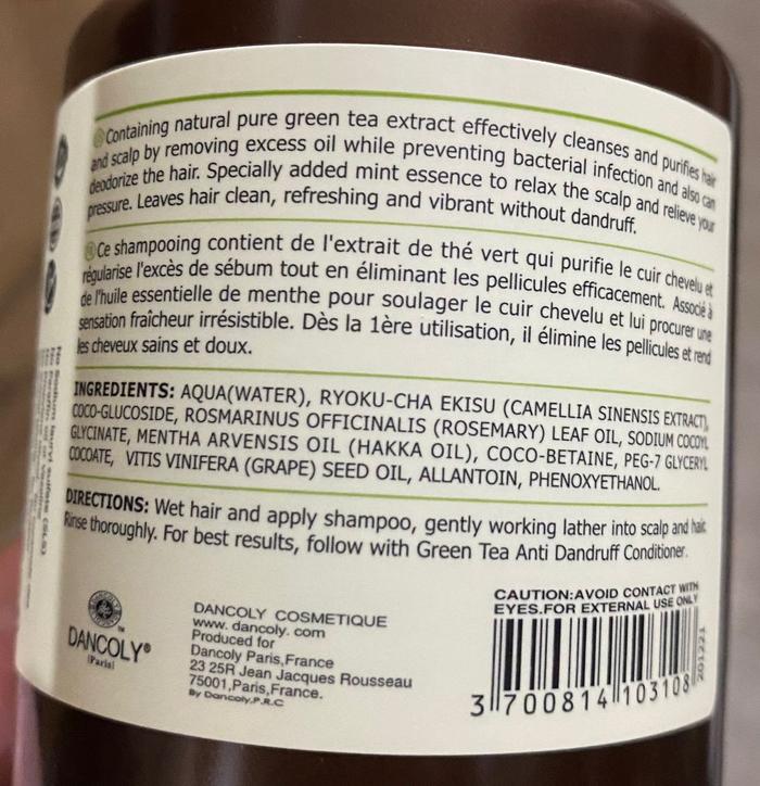 Dancoly Cosmetique Dancoly Green Tea Anti Dandruff Shampoo