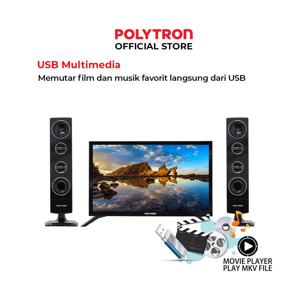 Hartono Istana Teknologi Polytron 32" Digital TV Speaker Tower PLD 32TV1855