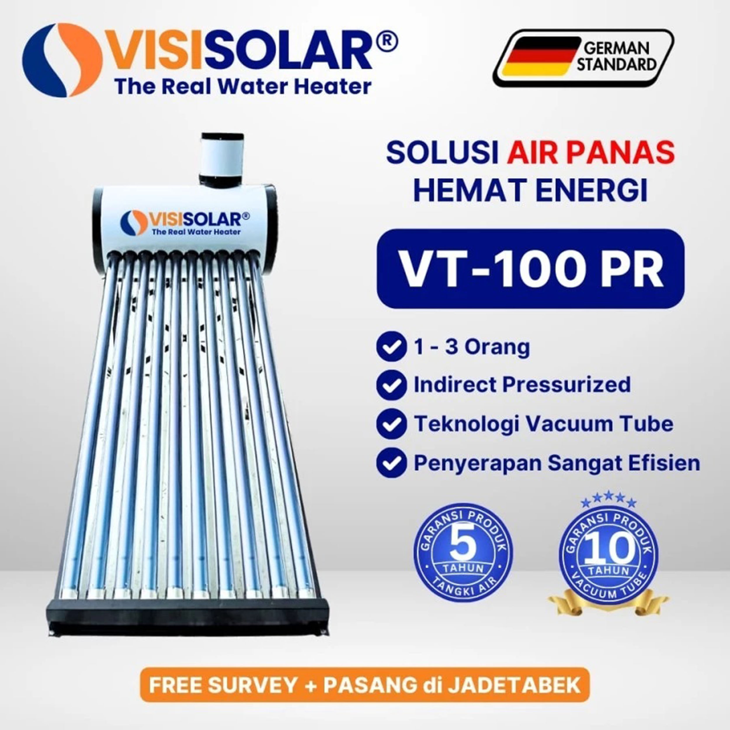 Kiat Inti Energi VISI SOLAR Pemanas Tenaga Matahari VT-100-PR
