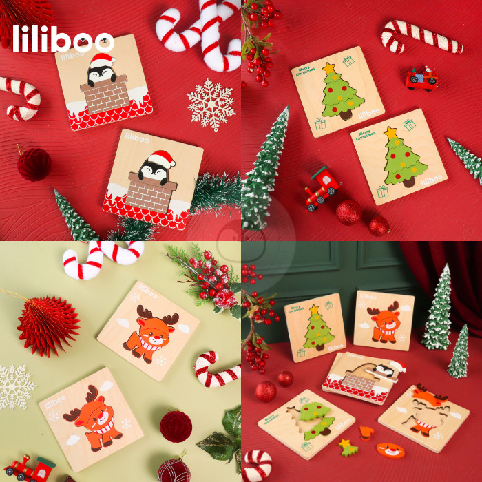 LILIBOO MERRY Puzzle Balok Kayu Natal 3 Set 2