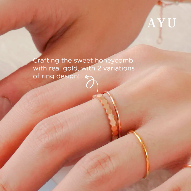 AYUGOLD Cincin Emas - Golden Benang Ring