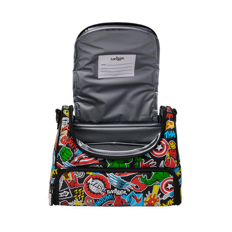 Smiggle Marvel Large Double Compartment Lunchbox with Strap  IGL457767BLK
