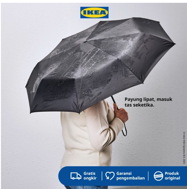 IKEA KNALLA Payung Dapat Dilipat Hitam 2