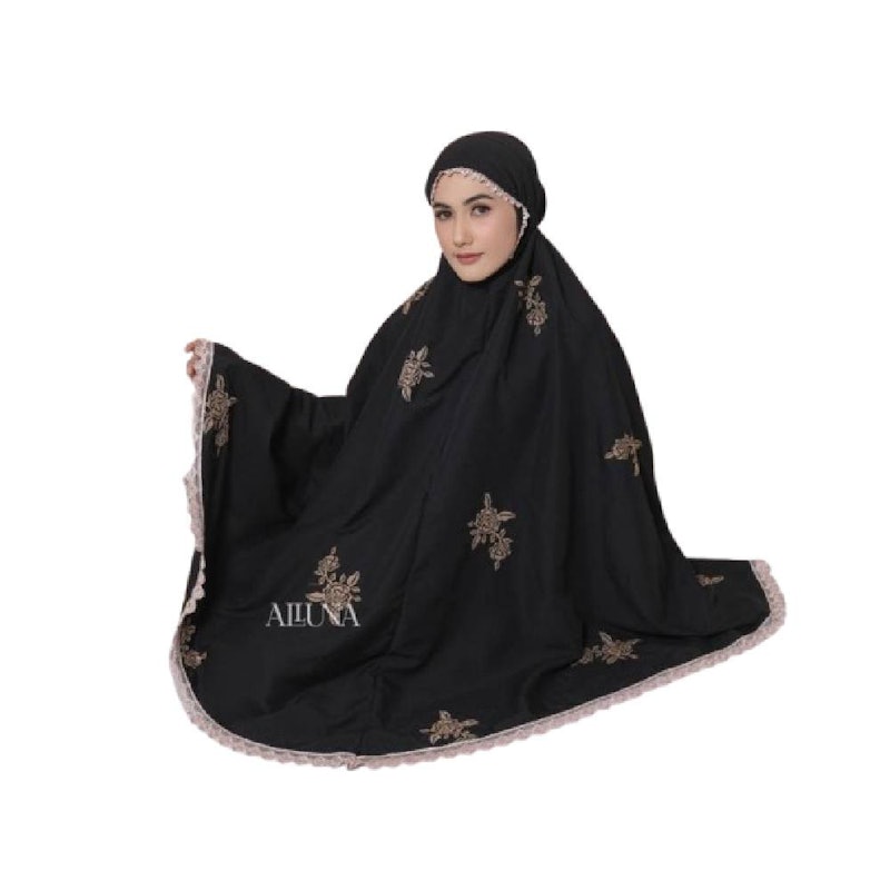 ALLUNA Mukena Traveling Bordir Strimin Rose Katun 1