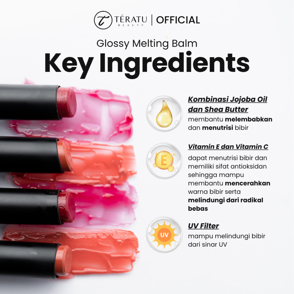Fandi Universal Kosmekreasi Tératu Beauty Glossy Melting Balm Lip Tinted Treatment Stick 02 Nutty Sand