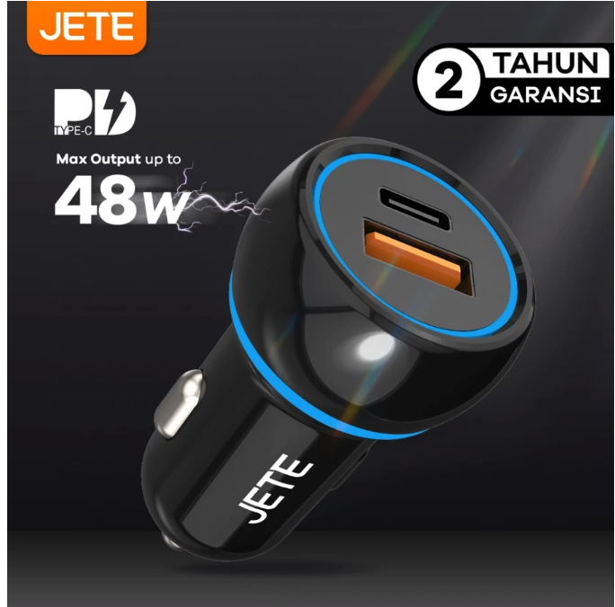 JETE Tenaga Indonesia JETE J6 Car Charger Dual Output 48W with LED Light 