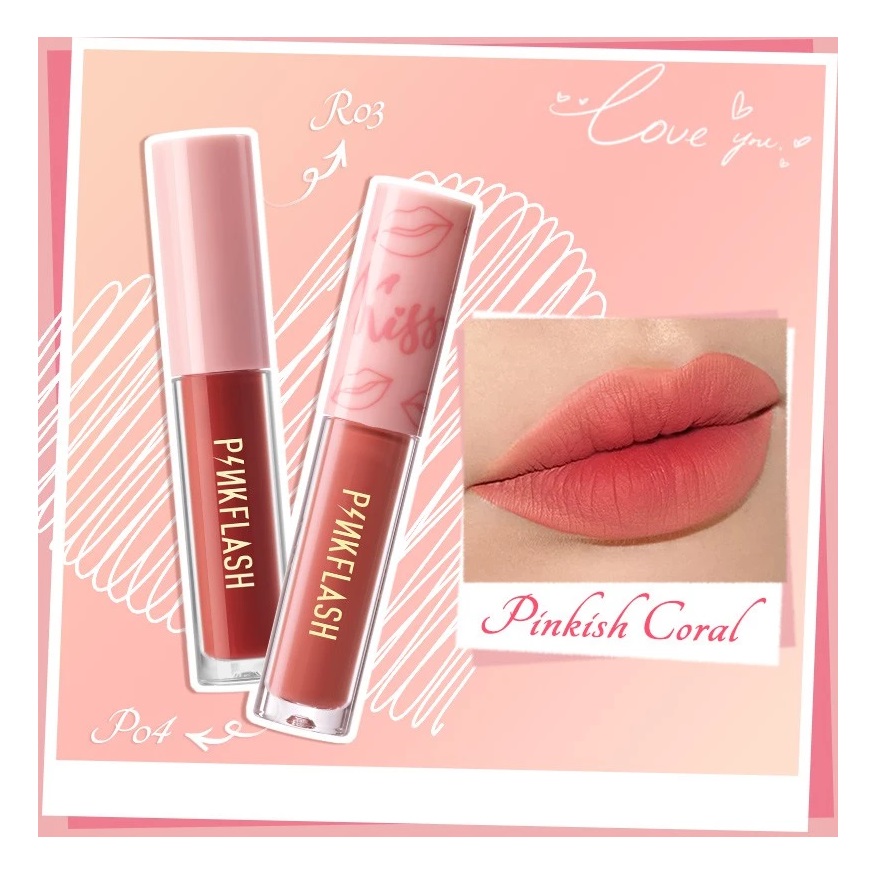 FCL Internasional Indonesia PINKFLASH Bundle OhMyKiss All Day Matte and Moist Lipstick #P04+#R03 Pinkish Coral