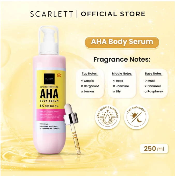 Opto Lingkar Sejahtera Scarlett Whitening Intense Brightening AHA Body Serum 5% AHA BHA PHA