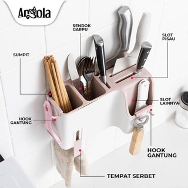 Angola Tempat Alat Dapur E27 Tempat Sendok Makan Garpu Sumpit Pisau Rak Peralatan Dapur