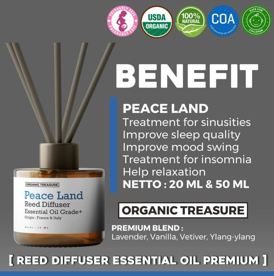 ORGANIC TREASURE - Reed Diffuser Essential Oil Grade+ Peace Land 2