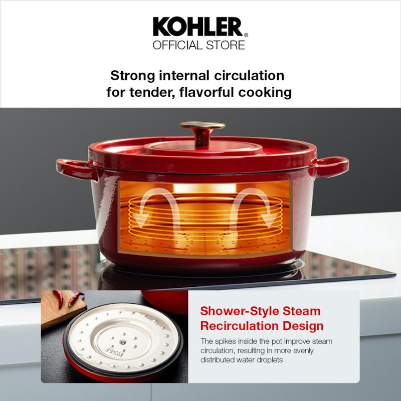KOHLER Cast Iron Pot Enamel Layer 20 cm Glossy Red 2