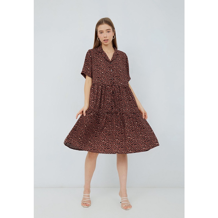 Delamibrands The Executive Printed Midi Dress with Tied Belt