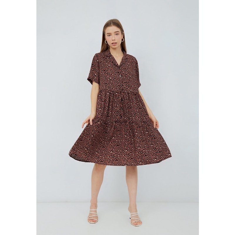 The Executive Printed Midi Dress with Tied Belt 5