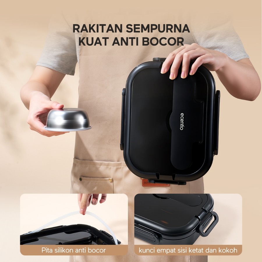 Dawey Etech Indonesia Ecentio Lunch Box Stainless Steel Anti Tumpah Set Tas Bekal