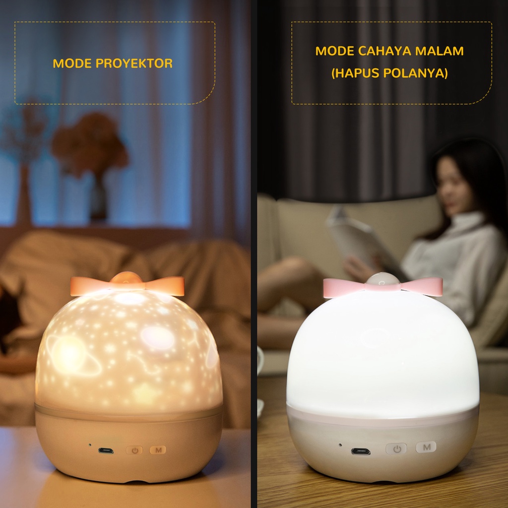 Hyderson Lampu Tidur Proyektor LED 3 Warna Starlight