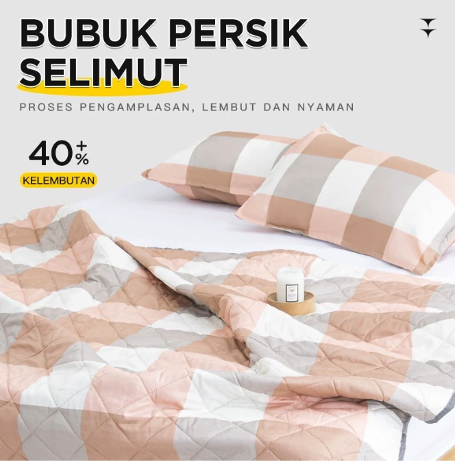  DTG Bedcover Kombinasi Motif Kotak