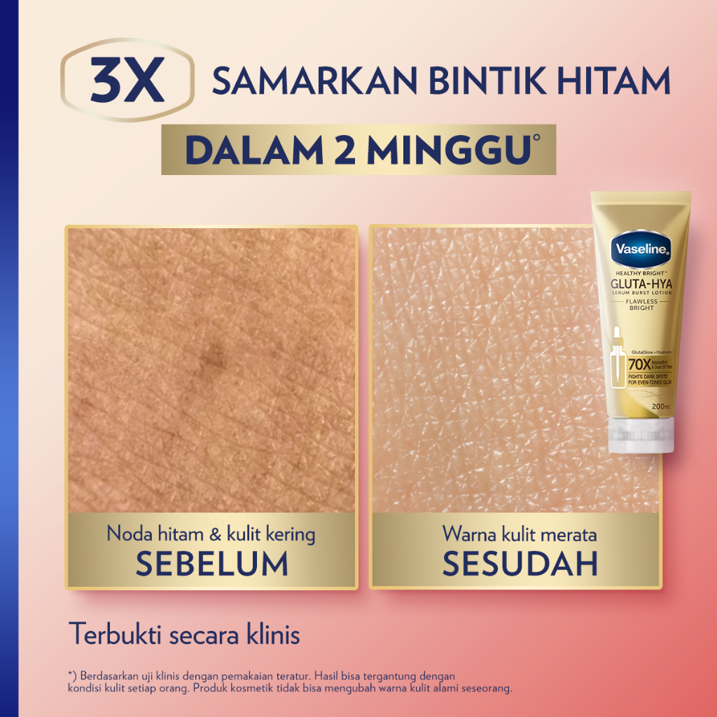 Unilever Indonesia Vaseline® Healthy Bright™ Gluta-Hya Serum Burst Lotion Flawless Bright