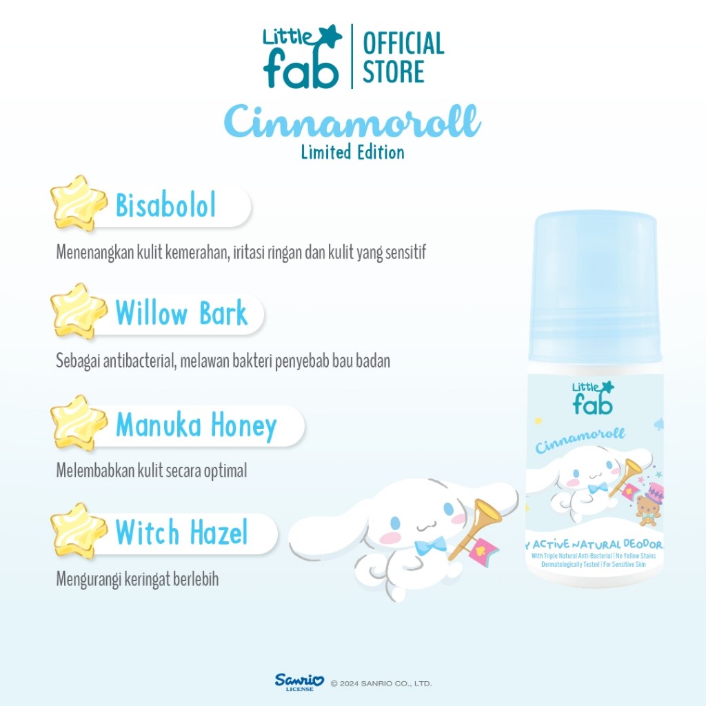 Little Fab Kids Daily Active Natural Deodorant Cinnamorol