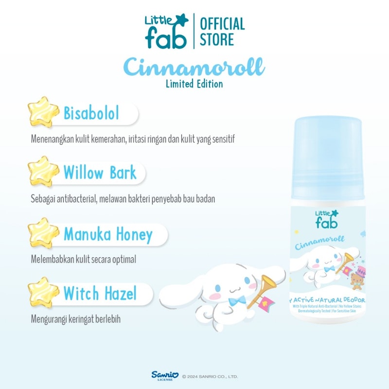 Little Fab Kids Daily Active Natural Deodorant Cinnamorol 3