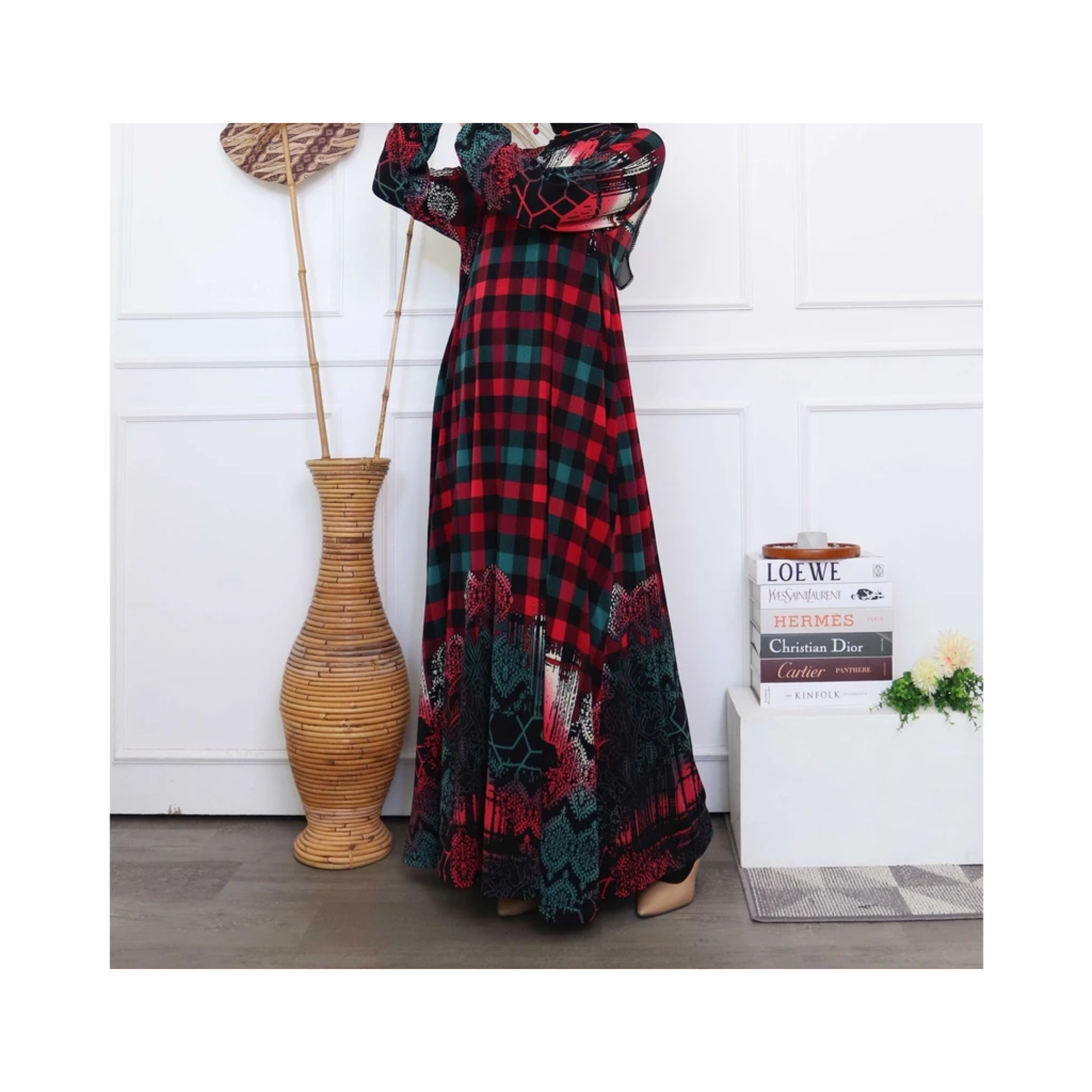 Gamis Motif Printing Nusantara GMPN Gamis Motif Wanita Jersey Lemonskin 8912