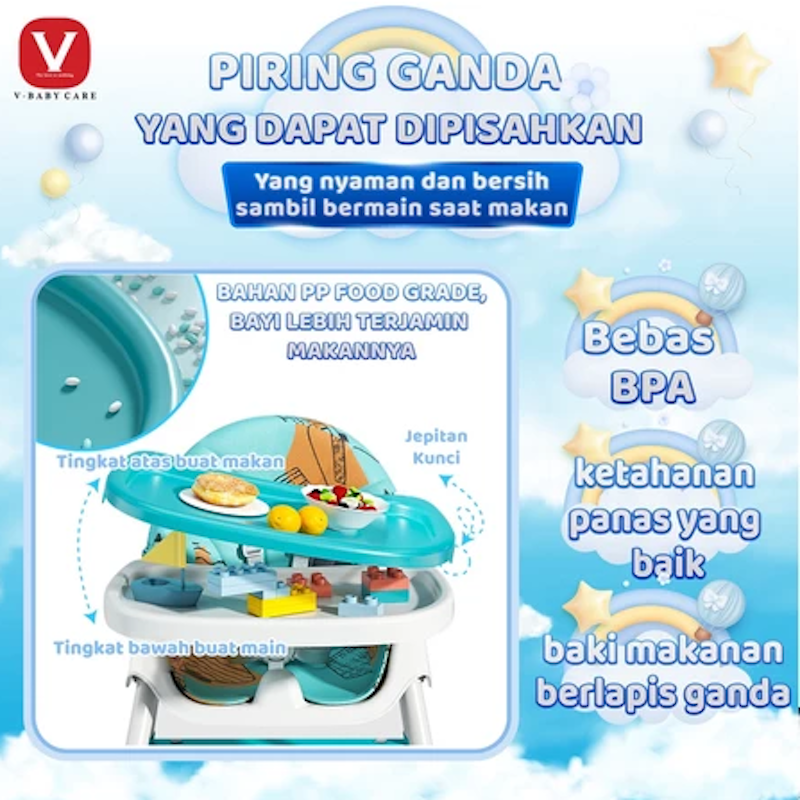 V-Baby Care Kursi Makan Bayi Multifungsi 4