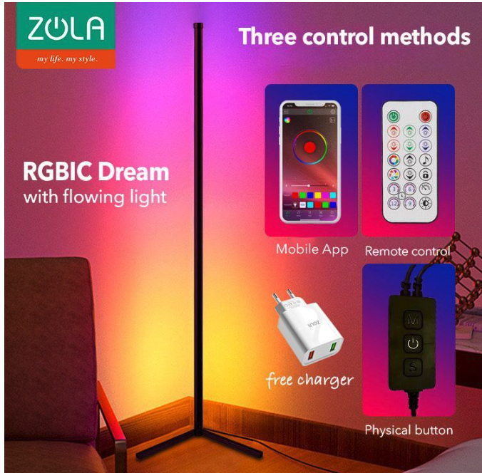 ZOLA RGB LED Corner Floor Standing Light 3