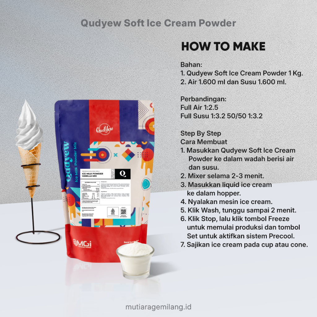 Mutiara Gemilang Indonesia Qudyew Ice Cream Powder Creamy Vanilla Mix