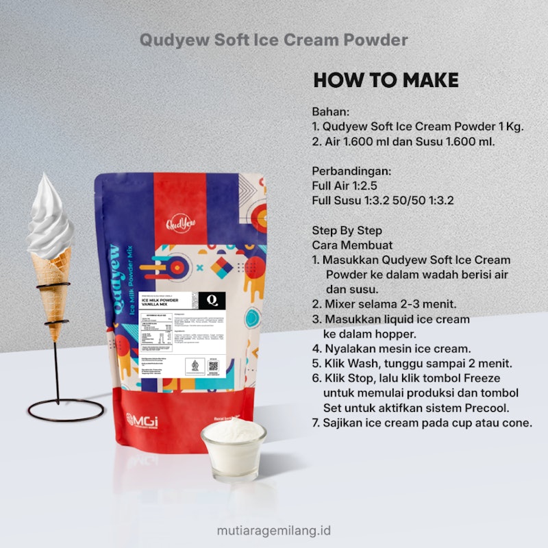 Qudyew Ice Cream Powder Creamy Vanilla Mix 5