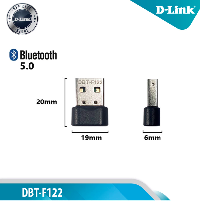 D-Link System Indonesia D-Link Mini USB Bluetooth 5.0 Adapter  DBT-F122