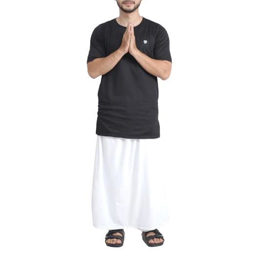 Tiento Setelan Baju Muslim Kurta Lengan Pendek Zipper Celana Sarung 2in1