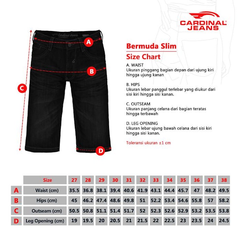 Cardinal CDL Celana Pendek Bermuda Denim Slim Fit 4