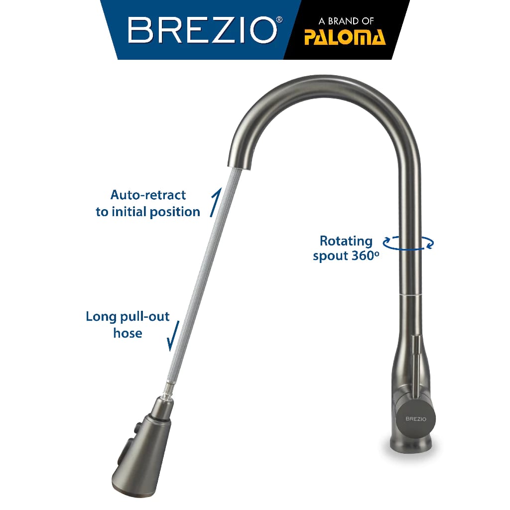 Paloma Hardware Brezio Sink Mixer with Pull-Out Spray Head 3-Mode FCBZ 8152