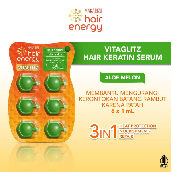 Akasha Wira International Makarizo Hair Energy Vitaglitz Hair Serum Aloe Melon