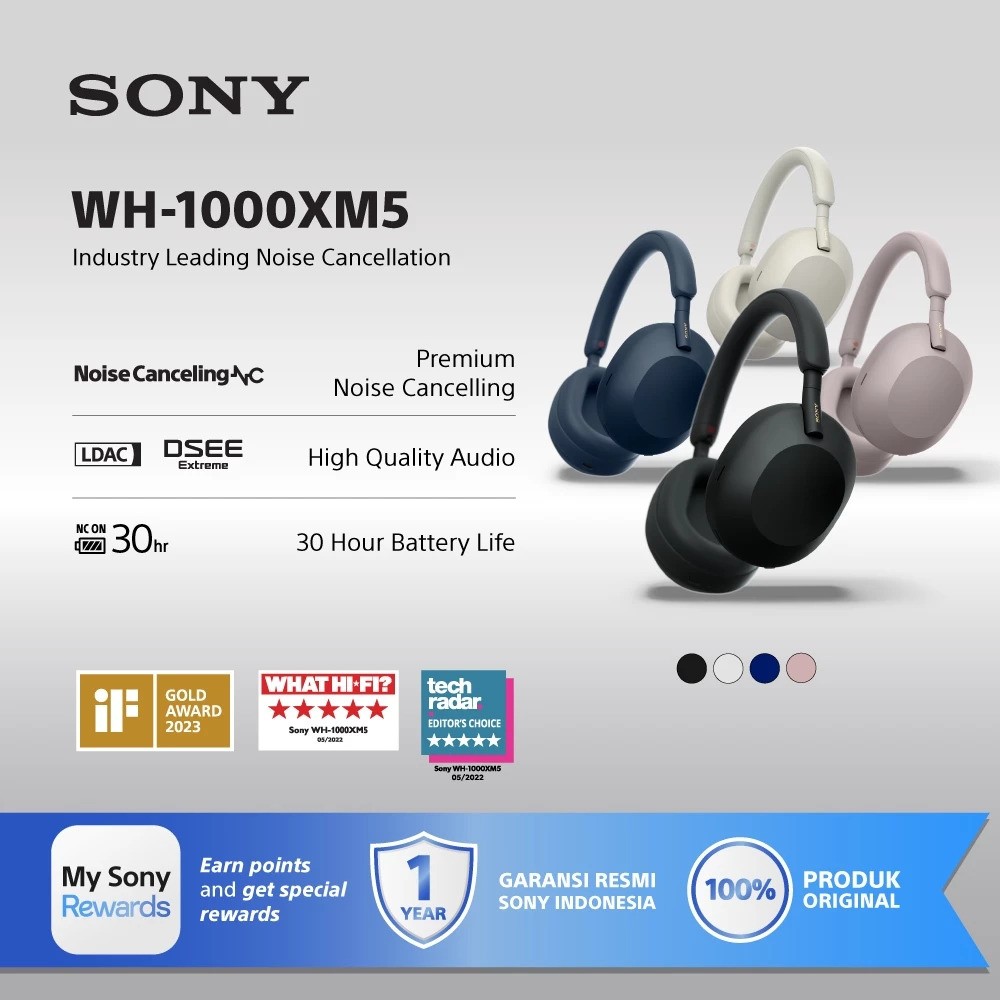 Sony Sony Headphone Noise Cancelling Nirkabel WH-1000XM5​