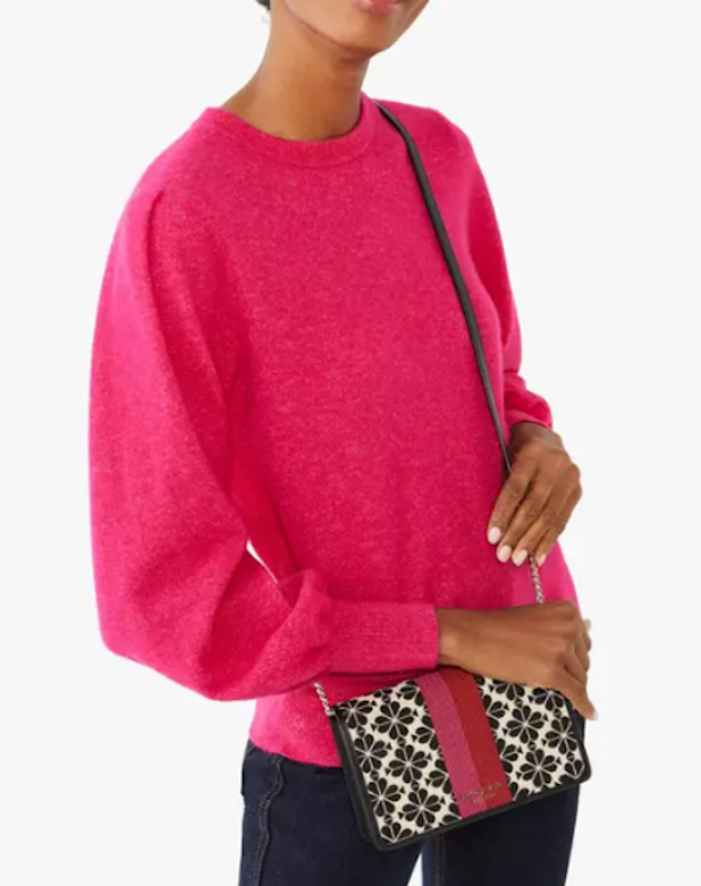 Spade Flower Jacquard Stripe Wallet on Chain 5