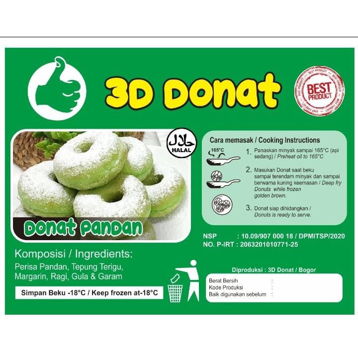 3D Donat Donat Pandan - Frozen