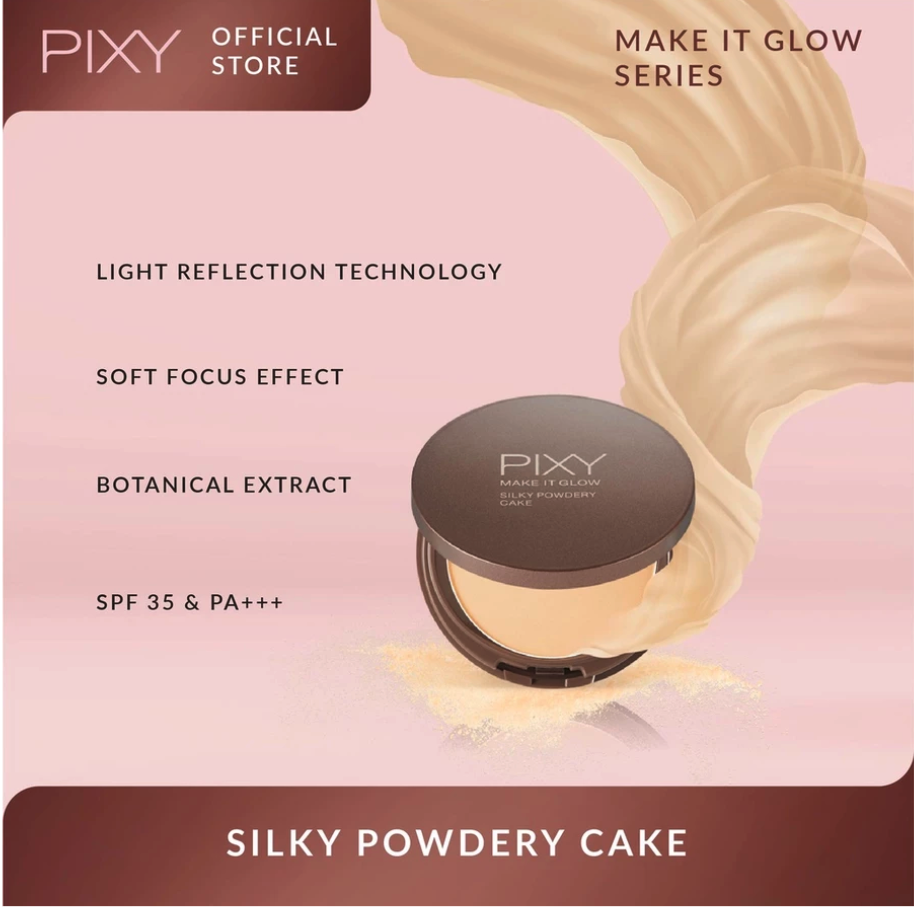 Mandom Indonesia PIXY Make It Glow Silky Powdery Cake 101 Light Beige