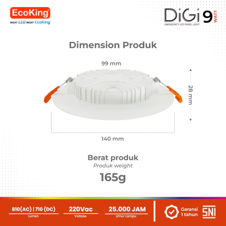 Golden Batam Raya EcoKing LED Digi Inbow Panel Light  DIGI-EPL3109R-DL