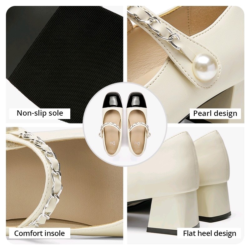 PARIS ZOEY Hine Shoes High Heels with Pearl Ivory  3
