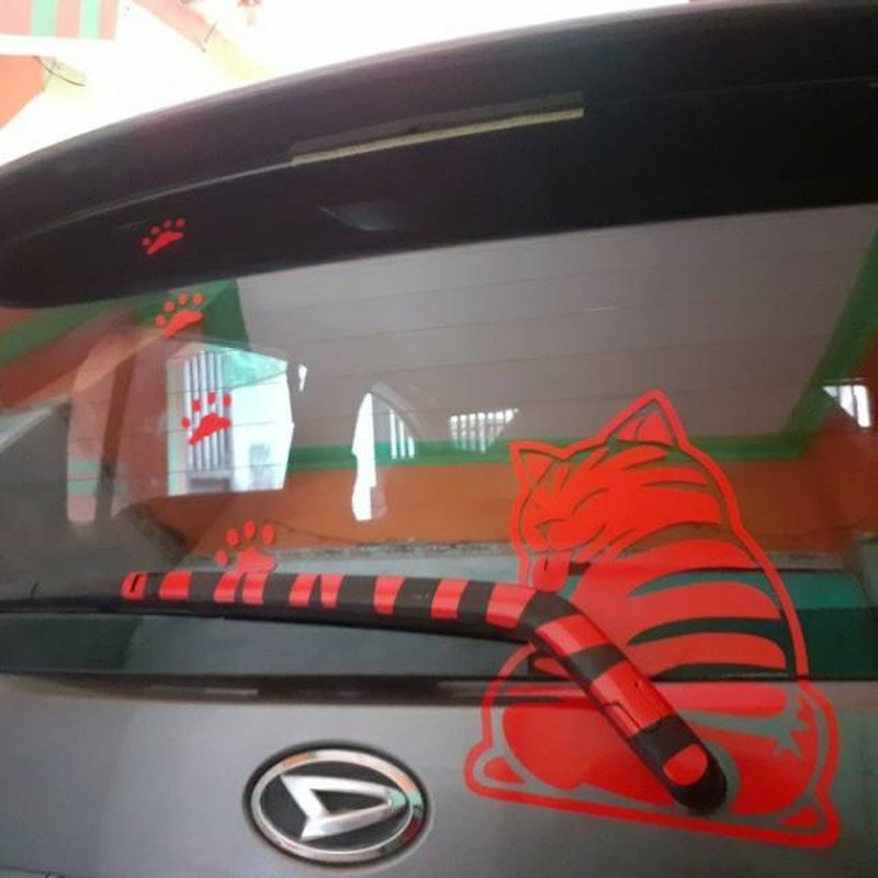 Stiker Wiper Belakang Mobil Gambar Kucing 4