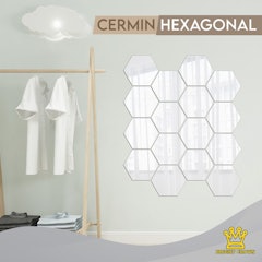 Cermin Hexagonal 12 pcs