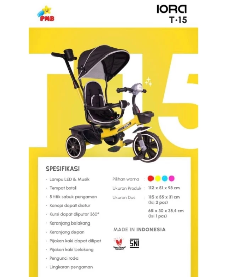 Pangeran Maju Bahagia PMB TOYS Sepeda Roda Tiga IORA  T15