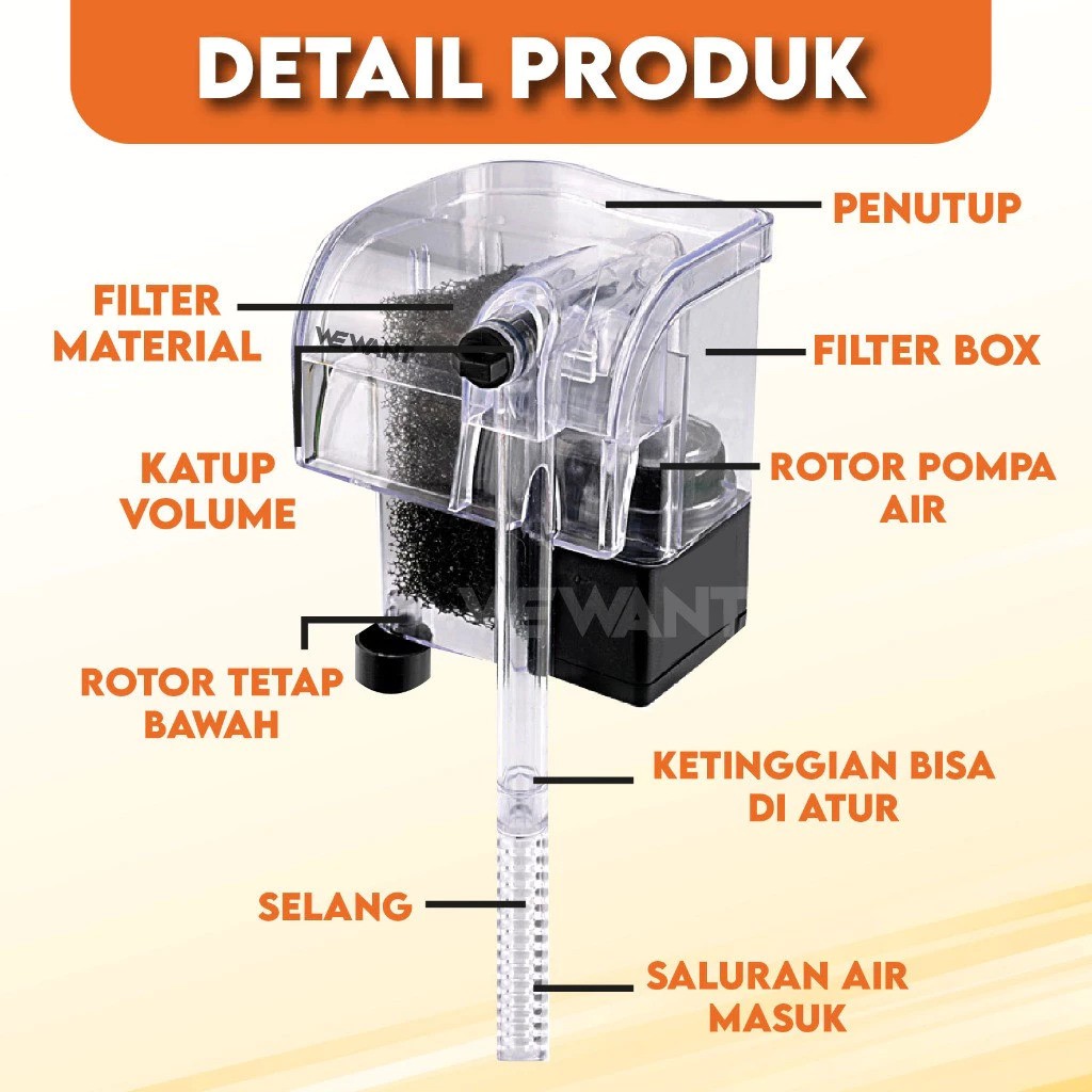 Wewant Sukses Bersama WeWant Filter Air Aquarium Gantung 3W