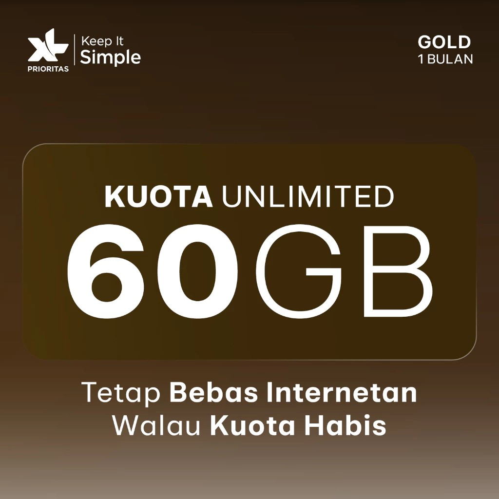 XL Axiata XL Prioritas Gold Unlimited 60GB/bulan