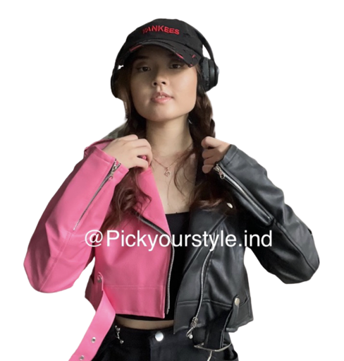 Leather Jacket Crop Two Tone