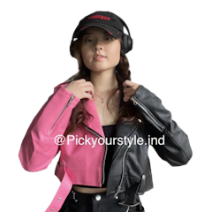 Leather Jacket Crop Two Tone