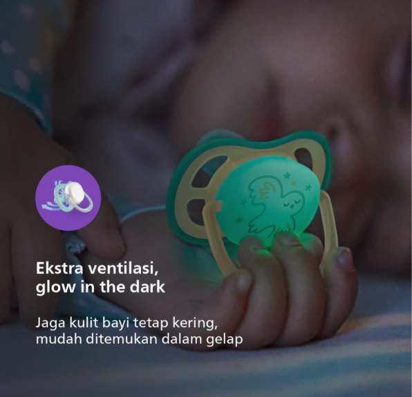 Philips Avent Philips Avent Soother Bayi Ultra Air Glow In The Dark 0-6M SCF376/18