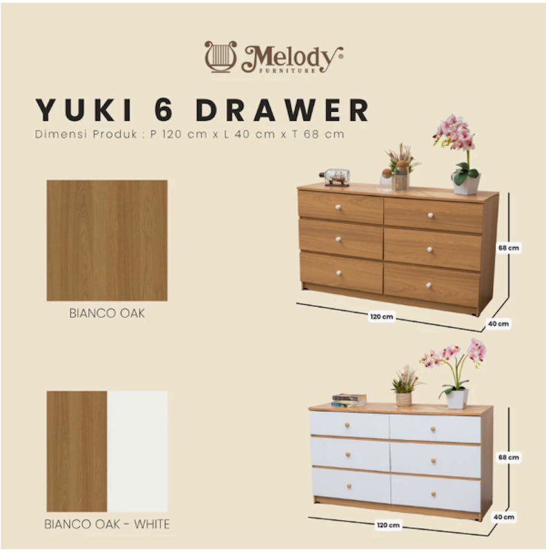 Melody Furniture Yuki 6 Dresser 5